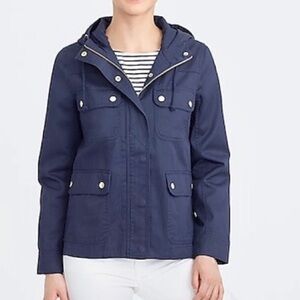 J. Crew Navy Hooded Twill Jacket Size S